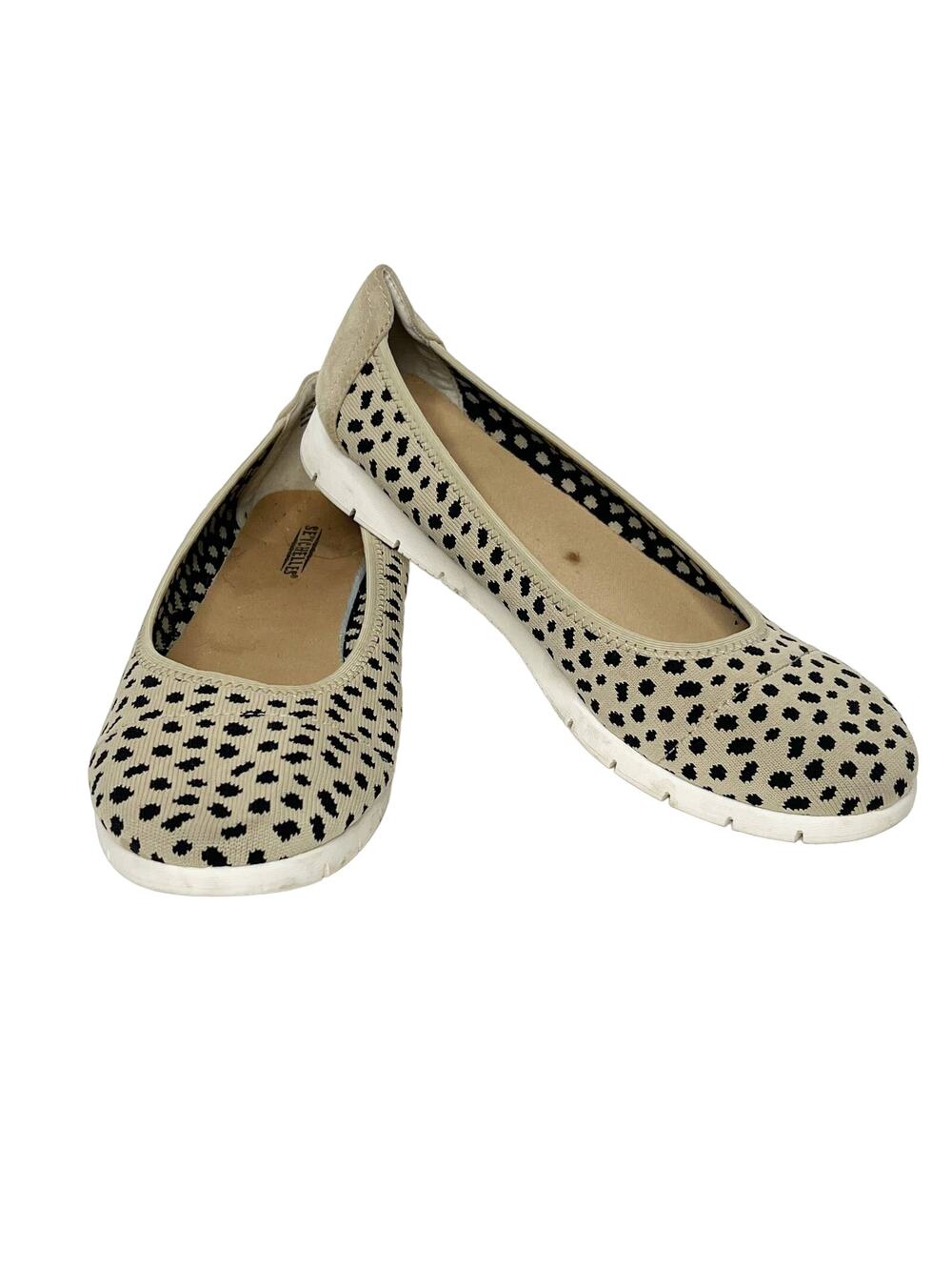 SEYCHELLES Knit Ballet Flats Slip On Spot Tumble Leopard Print Beige Black Sz 11